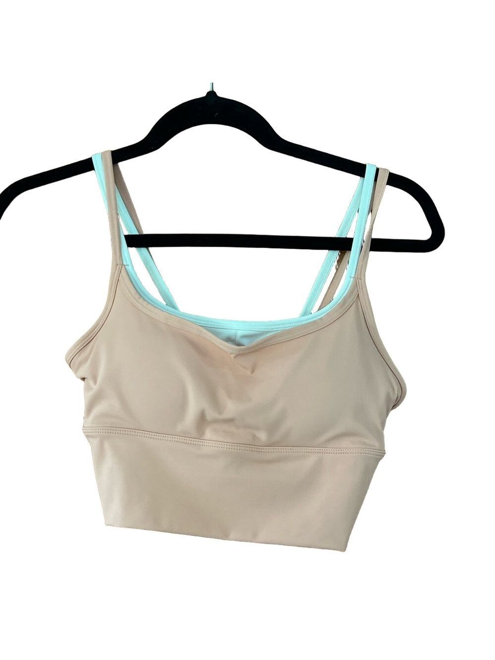 Pink Cream Double Strap Sports Bra